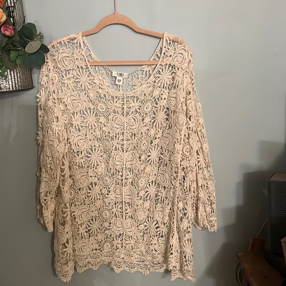 Cato 22/24 cream colored  lace shirt